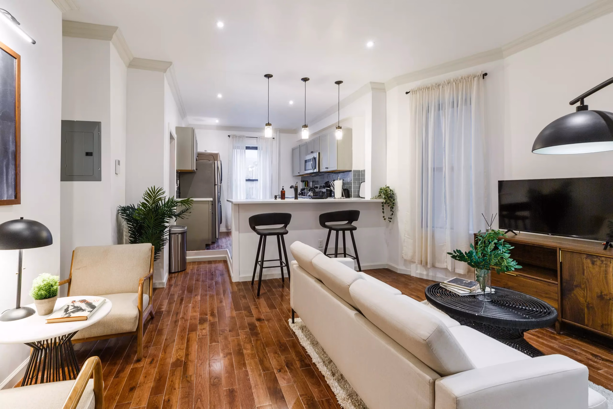 Living room and kitchen